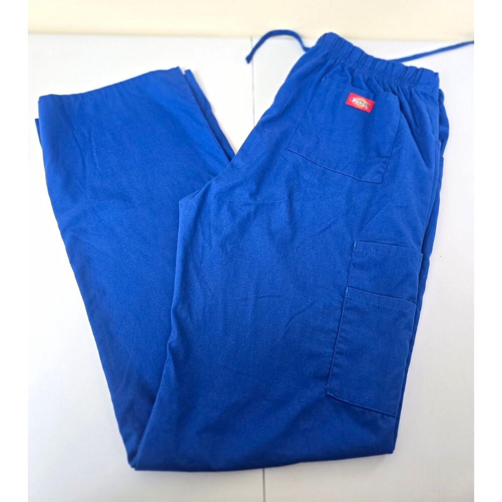Dickies Medical Scrub Pants M Tall Blue Drawstring Elastic Waist B21
